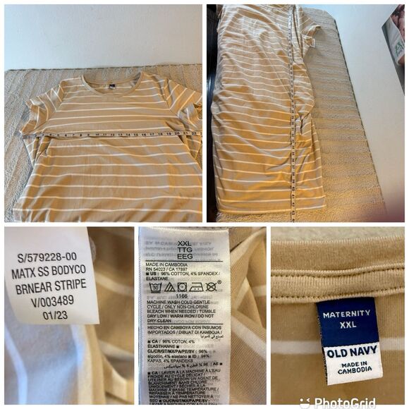 New Old‎ Navy Maternity Striped Beige White Midi Bodycon Dress Women’s XXL - Picture 7 of 7